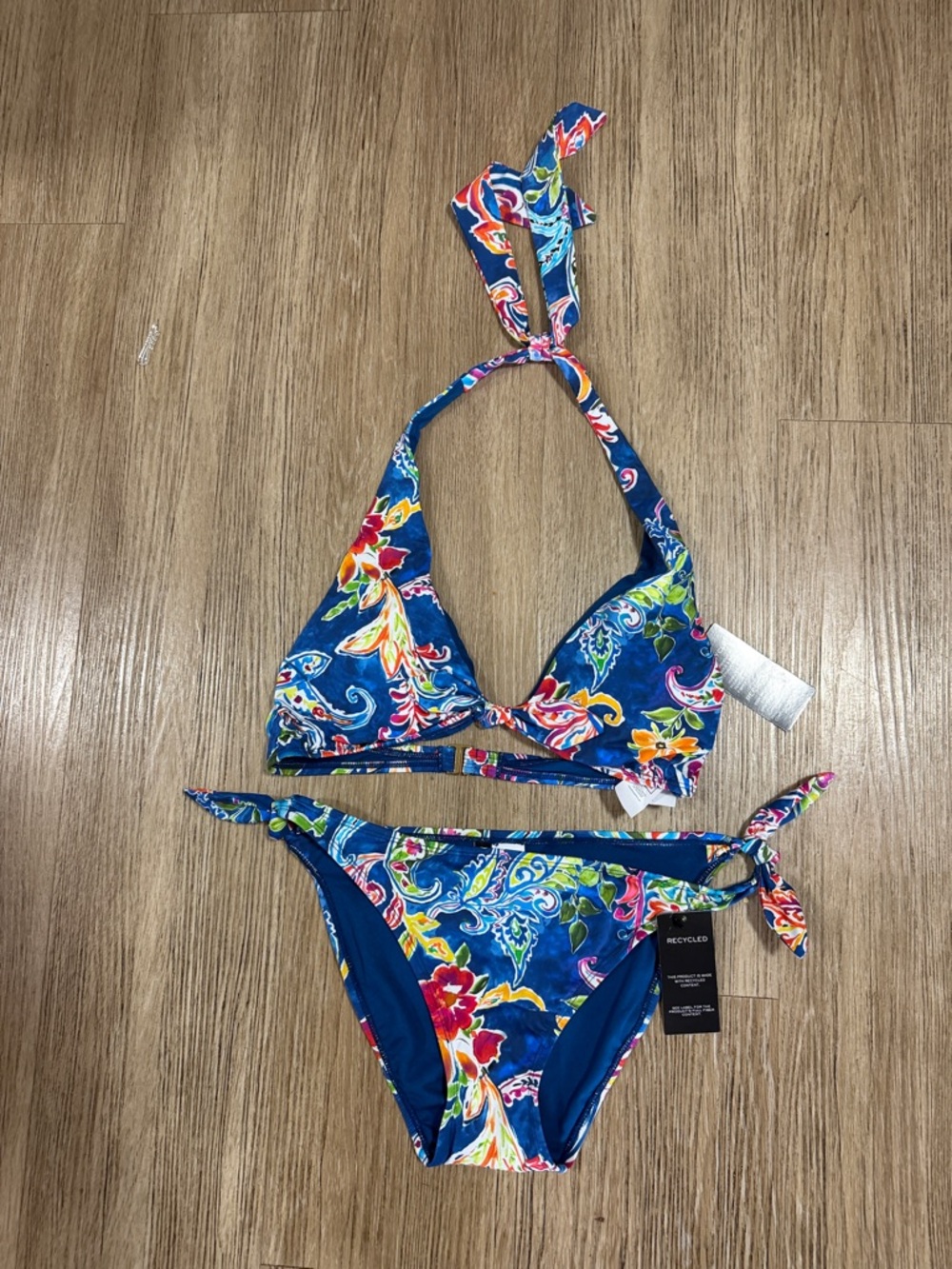 New Lauren Ralph Lauren Floral Halter Tie Bikini Set 8/10